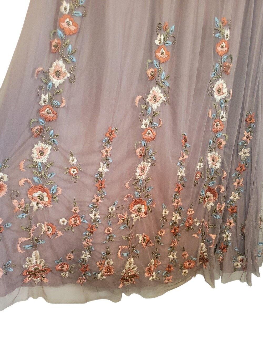 Sundance Arabella Embroidered Floral Mesh Tulle Maxi Skirt Boho Romantic XS - Picture 3 of 8